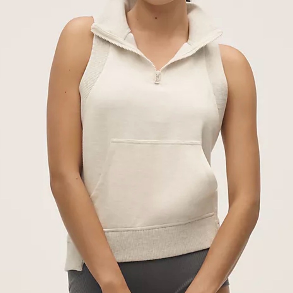 ANTHROPOLOGIE DAILY PRACTICE HALF-ZIP COLOR IVORY HEATHER SIZE S NWT